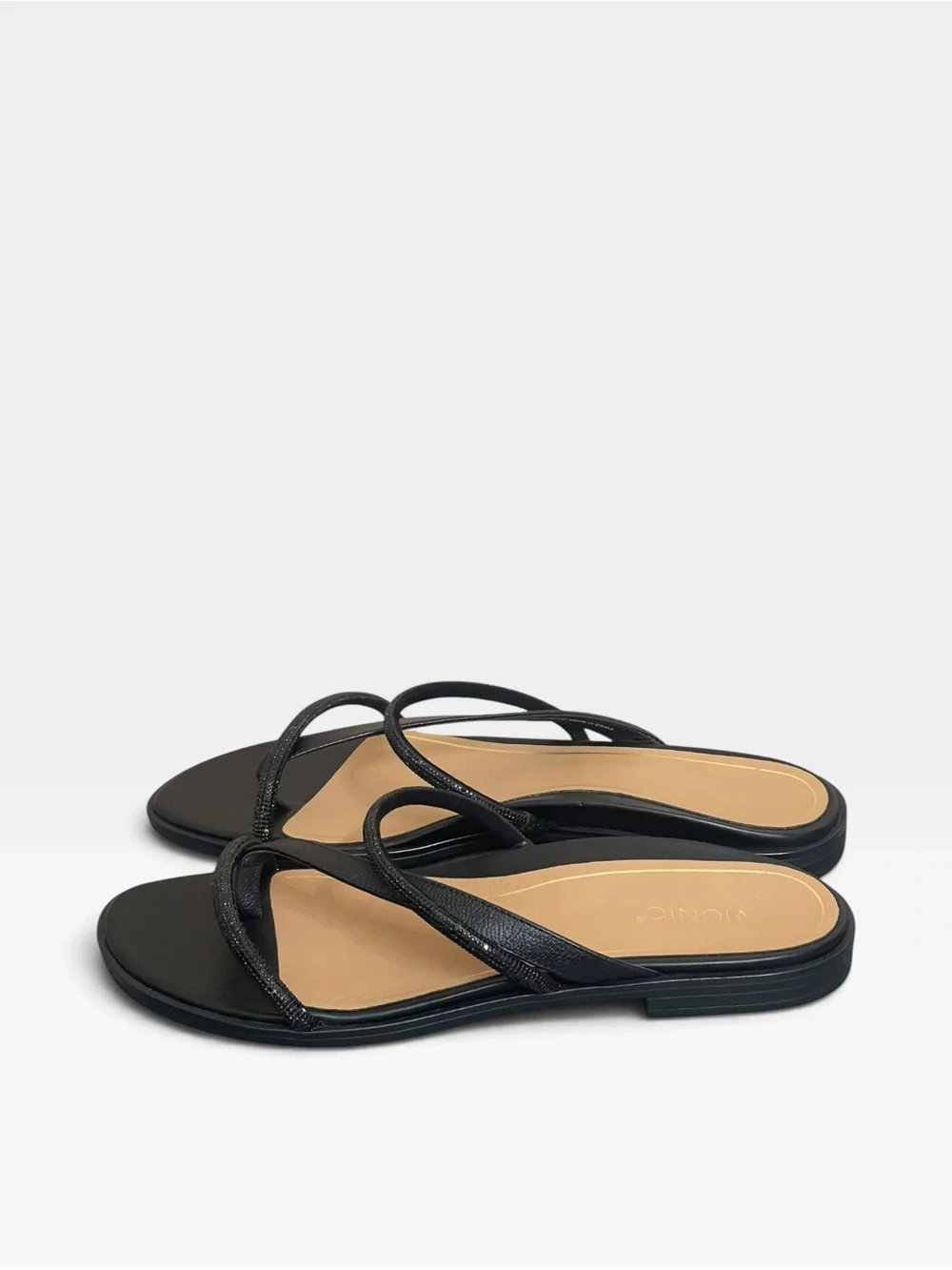 Vionic Prism Sandals Leather Crystal Orthotic Black Size 10 M